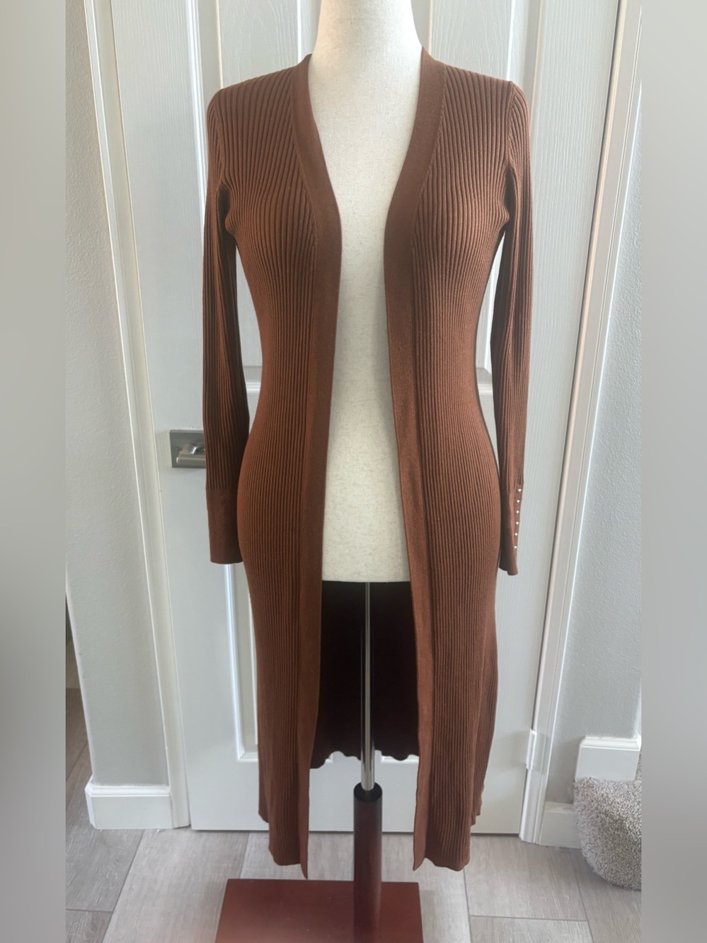 WHBM | Chestnut Brown Ribbed Duster Cardigan | Sz M | Very Good Condition
